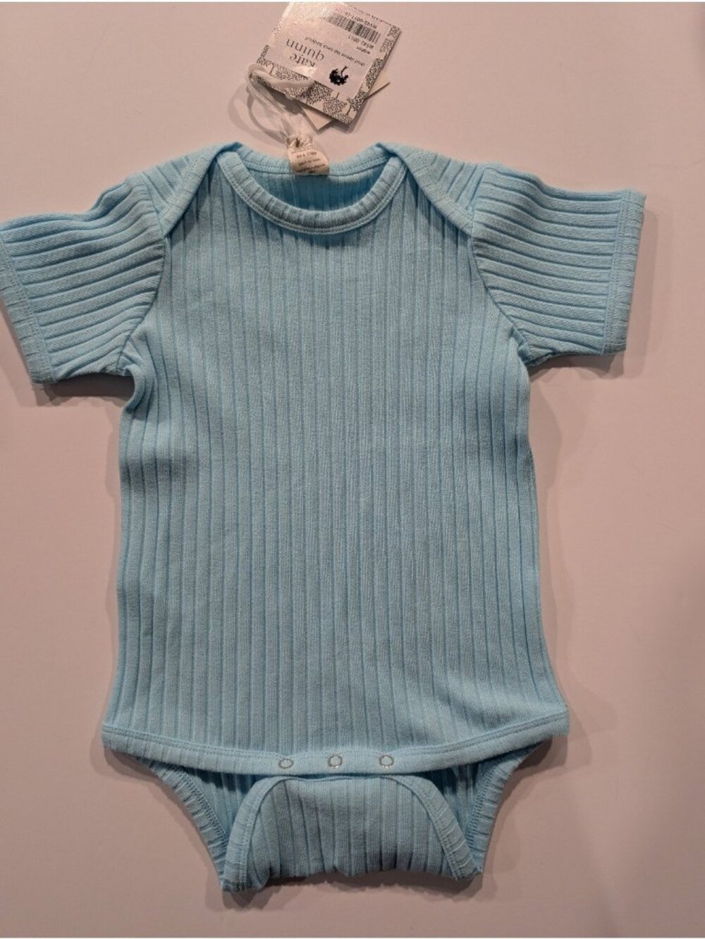 Kate Quinn Organic Cotton Wide Rib Short Sleeve 6-12 Months Light Blue Water 110